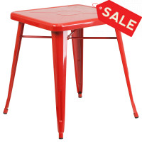 Flash Furniture CH-31330-29-RED-GG Square Metal Table in Red